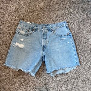 Levi’s 501 Button fly Cut Off Denim Shorts. Classic American. Unique tab style.